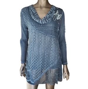 198. NWT Simply Couture Sky Blue Knit Top - Size XL